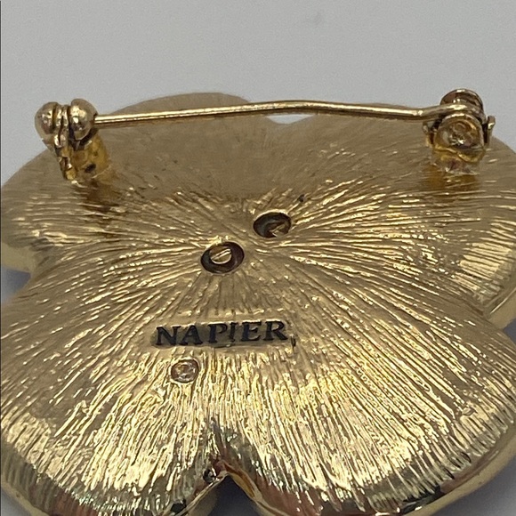 Napier Purple Crystal Floral Brooch - Picture 5 of 5